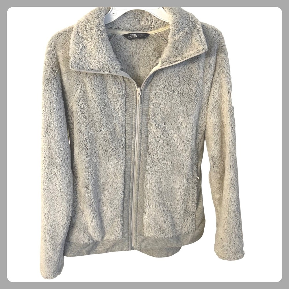 The North Face Women's Osito Jacket Fuzzy Fleece Full Zip Up ‎ Size S Light Gray